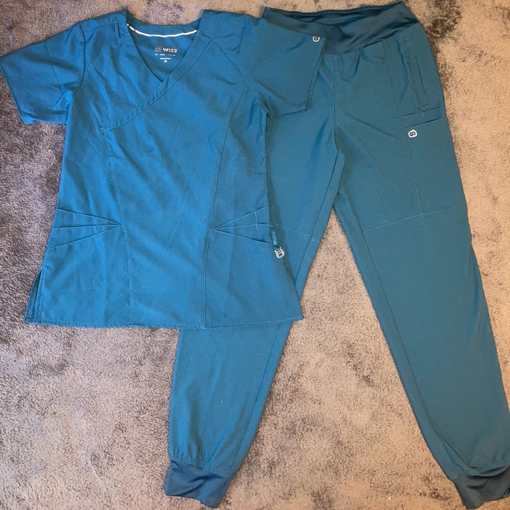 Women’s teal Wonderwink jogger scrubs size XS